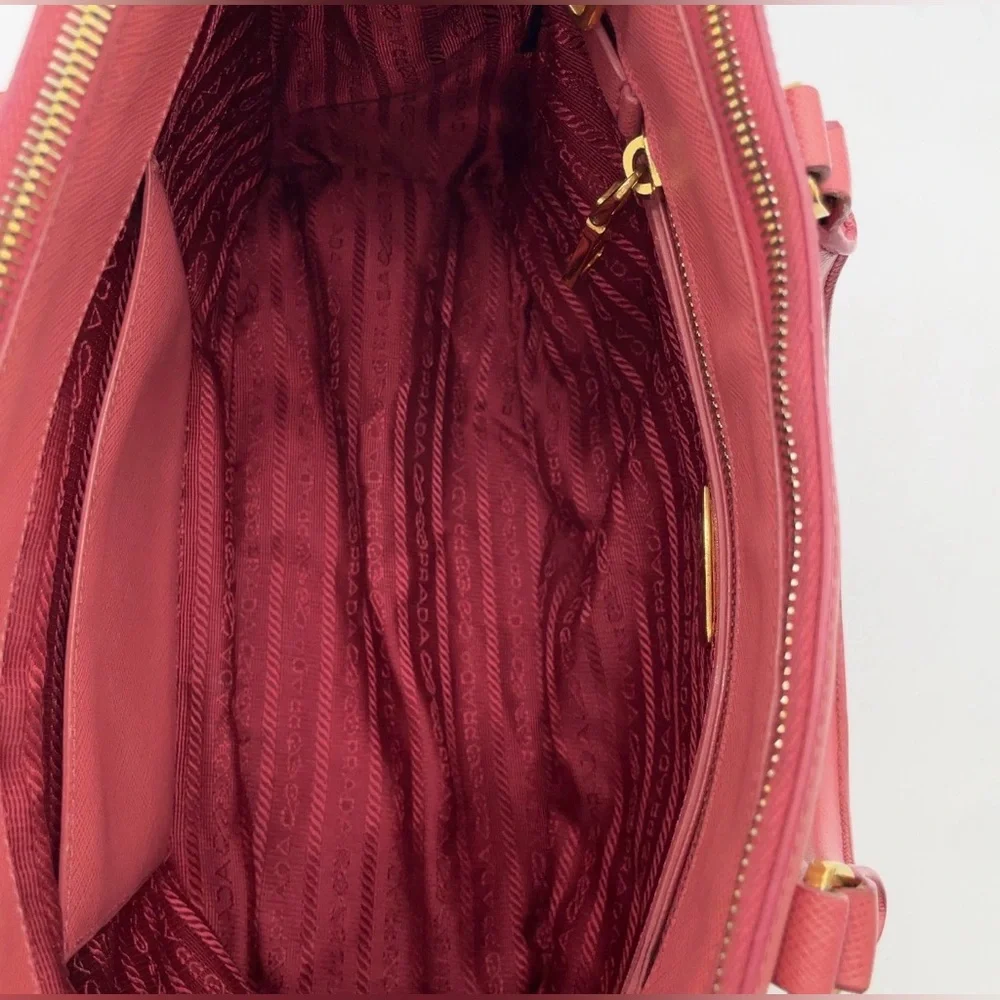 Prada Saffiano Galleria Leather Satchel Bag - Coral Pink